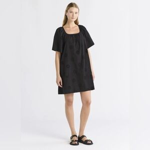 Free Assembly Women's Square Neck Eyelet Mini Dress with Short Sleeves